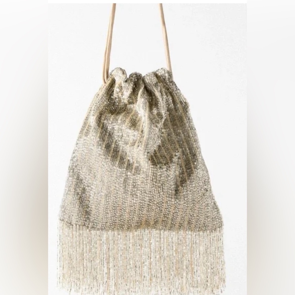 Zara embellished bead bucket bag